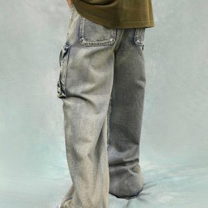 Concert Outfit Vintage Washed Multifunctional Denim Overalls