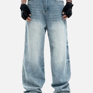 Concert Outfit Vintage Washed Plaid Baggy Jeans