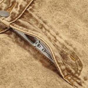 Concert Outfit Vintage Washed Pleated Straight Jeans