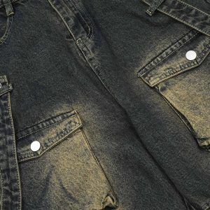 Concert Outfit Vintage Washed Web Rivets Hip-Hop Jeans