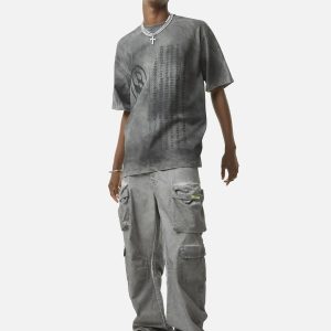 Concert Outfit Vintage Wasteland Style Multi Pocket Work Pants