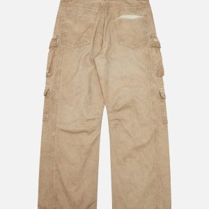 Concert Outfit Vintage Wasteland Style Multi Pocket Work Pants