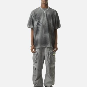 Concert Outfit Vintage Wasteland Style Multi Pocket Work Pants