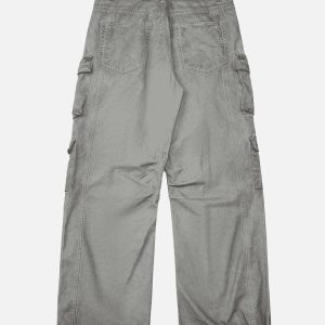 Concert Outfit Vintage Wasteland Style Multi Pocket Work Pants