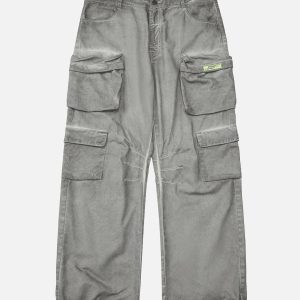 Concert Outfit Vintage Wasteland Style Multi Pocket Work Pants