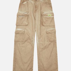 Concert Outfit Vintage Wasteland Style Multi Pocket Work Pants