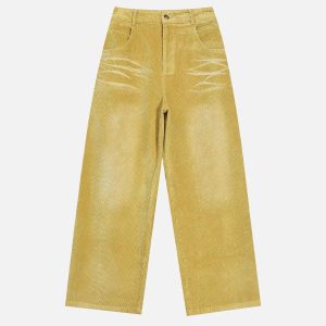 Concert Outfit Vintage Water Ripples Corduroy Straight Leg Pants