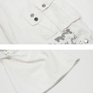 Concert Outfit Vintage Water-Slurry Print Cargo Pants