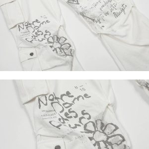 Concert Outfit Vintage Water-Slurry Print Cargo Pants