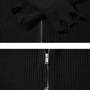 Concert Outfit Vintage Worn Loose zipper Sweater