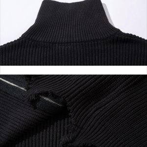 Concert Outfit Vintage Worn Loose zipper Sweater