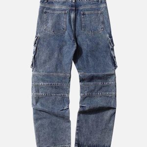 Concert Outfit Washed And Distressed Multi-Pocket Jeans