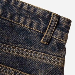 Concert Outfit Washed And Distressed Multi-Pocket Jeans