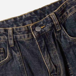 Concert Outfit Washed And Distressed Multi-Pocket Jeans