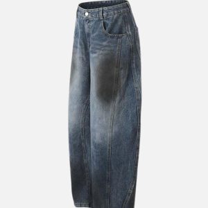 Concert Outfit Washed Barrel Loose Jeans