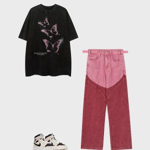 Concert Outfit Washed Butterfly Graphic Tee