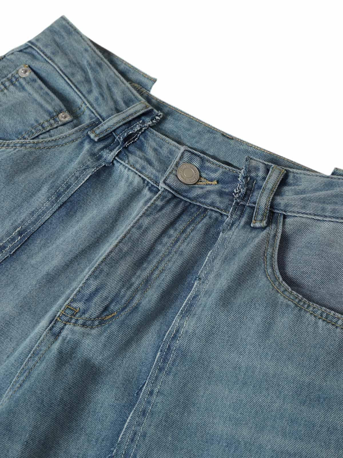 Concert Outfit Washed Deconstructed Irregular Patchwork Straight Jeans Concert Outfit Washed Deconstructed Irregular Patchwork Straight Jeans