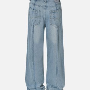 Concert Outfit Washed Deconstructed Irregular Patchwork Straight Jeans