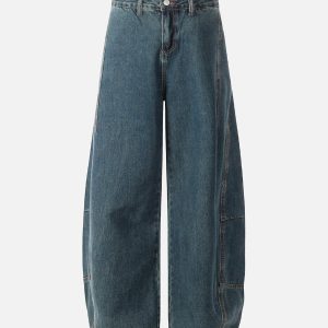 Concert Outfit Washed Deconstructed Split Scimitar Baggy Barrel Jeans