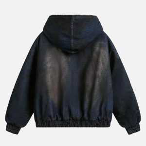 Concert Outfit Washed Denim Fur Hooded Jacket