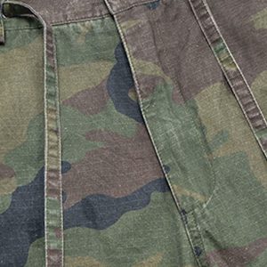 Concert Outfit Washed Destroyed Camouflage Drawstring Cargo Shorts