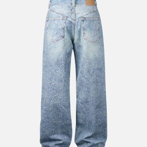 Concert Outfit Washed Diamond Print Jeans