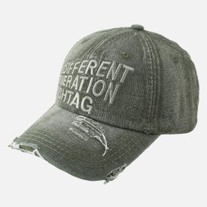 Concert Outfit Washed 'DIFFERENT GENERATION' Denim Baseball Cap
