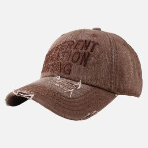 Concert Outfit Washed 'DIFFERENT GENERATION' Denim Baseball Cap
