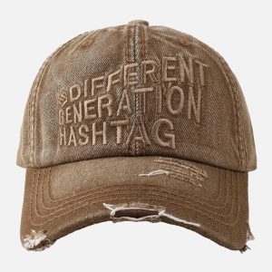Concert Outfit Washed 'DIFFERENT GENERATION' Denim Baseball Cap