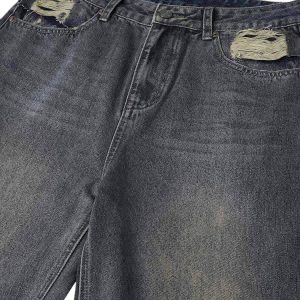 Concert Outfit Washed Dirty-Dye Straight Jeans