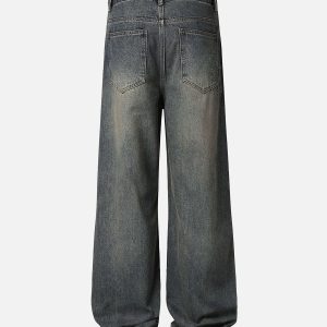 Concert Outfit Washed Dirty-Dye Straight Jeans