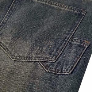 Concert Outfit Washed Dirty-Dye Straight Jeans