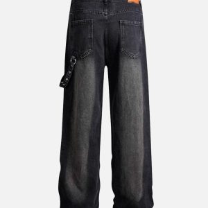 Concert Outfit Washed Distressed Baggy Jeans