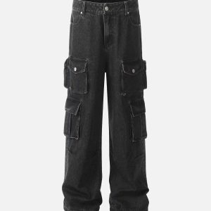 Concert Outfit Washed Distressed Cargo Pocket Jeans
