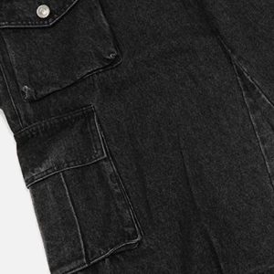 Concert Outfit Washed Distressed Cargo Pocket Jeans