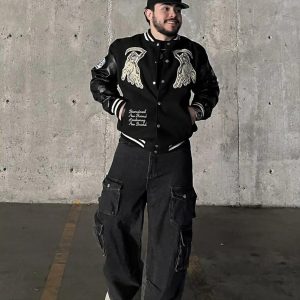 Concert Outfit Washed Distressed Cargo Pocket Jeans