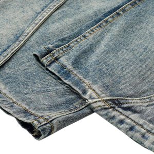 Concert Outfit Washed Distressed Deconstructed Split Barrel Jeans