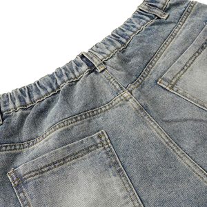 Concert Outfit Washed Distressed Deconstructed Split Barrel Jeans