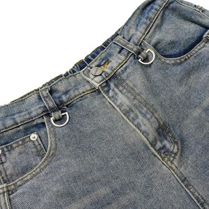 Concert Outfit Washed Distressed Deconstructed Split Barrel Jeans