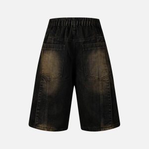 Concert Outfit Washed Distressed Deconstructed Split Denim Shorts