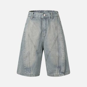 Concert Outfit Washed Distressed Deconstructed Split Denim Shorts