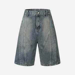 Concert Outfit Washed Distressed Deconstructed Split Denim Shorts