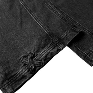 Concert Outfit Washed Distressed Deconstructed Split Drawstring Jeans