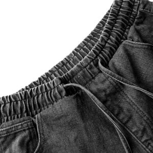 Concert Outfit Washed Distressed Deconstructed Split Drawstring Jeans