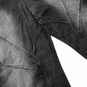 Concert Outfit Washed Distressed Deconstructed Split Drawstring Jeans