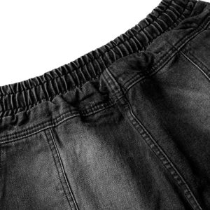 Concert Outfit Washed Distressed Deconstructed Split Drawstring Jeans