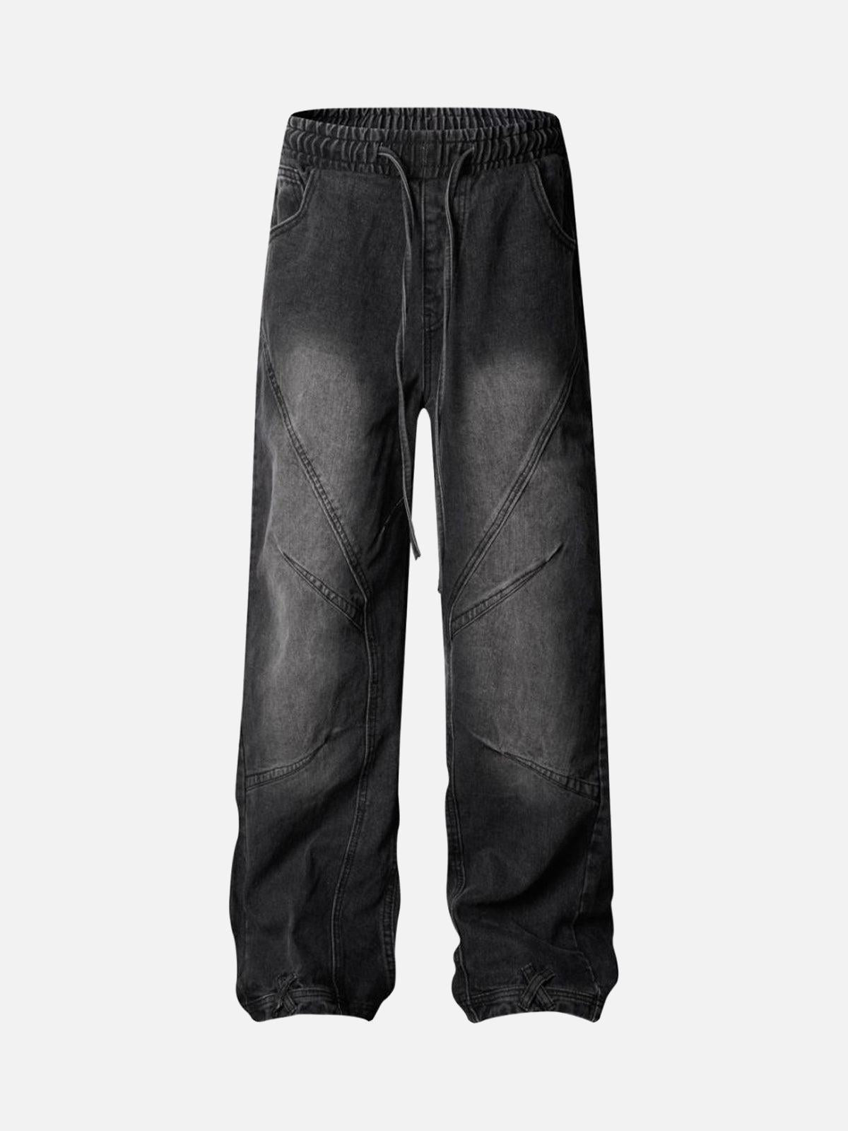 Concert Outfit Washed Distressed Deconstructed Split Drawstring Jeans Concert Outfit Washed Distressed Deconstructed Split Drawstring Jeans