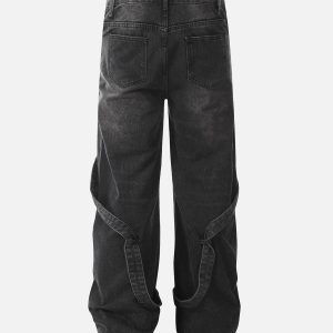 Concert Outfit Washed Distressed Deconstructed Split Work Jeans