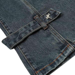 Concert Outfit Washed Distressed Deconstructed Split Work Jeans