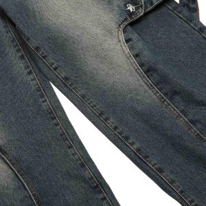 Concert Outfit Washed Distressed Deconstructed Split Work Jeans